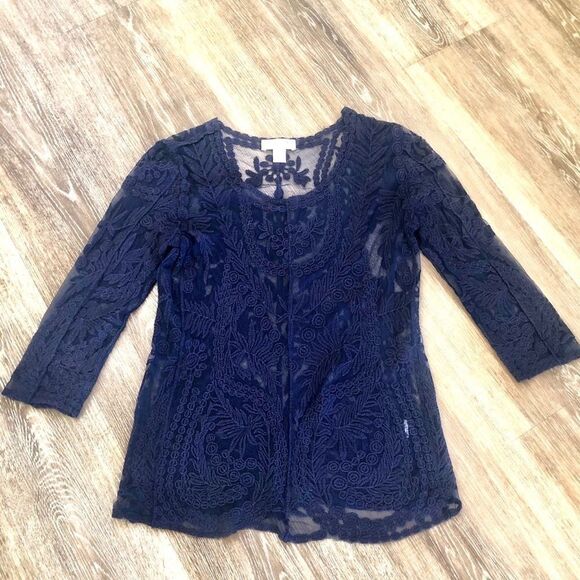 Kenar blue sheer lace top XS - Picture 9 of 9